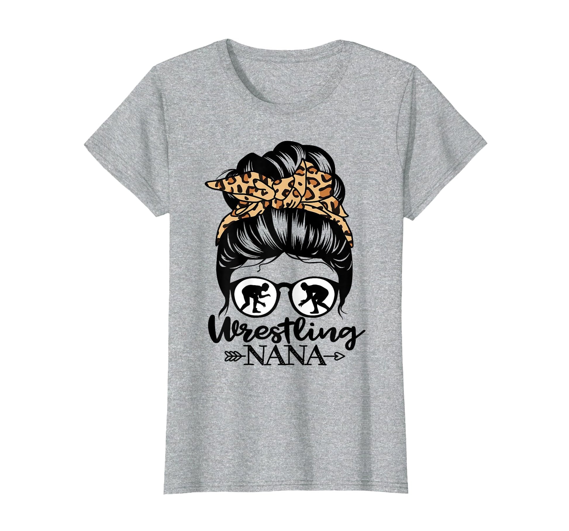 Wrestling Nana Messy Bun Hair T-Shirt - Fun Novelty Design for Adults - T-Shirt, Sweatshirt, Hoodie