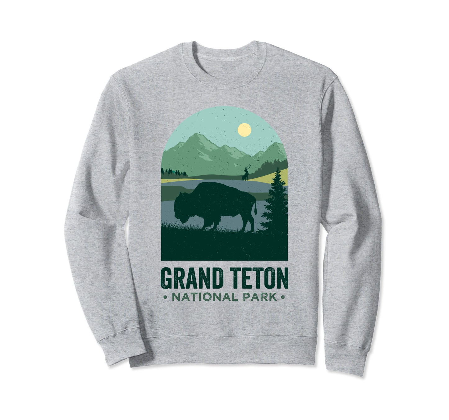 Grand Tetons Bison Buffalo Grand Sweatshirt - Fun Novelty Design Men Women - T-Shirt, Sweatshirt, Hoodie