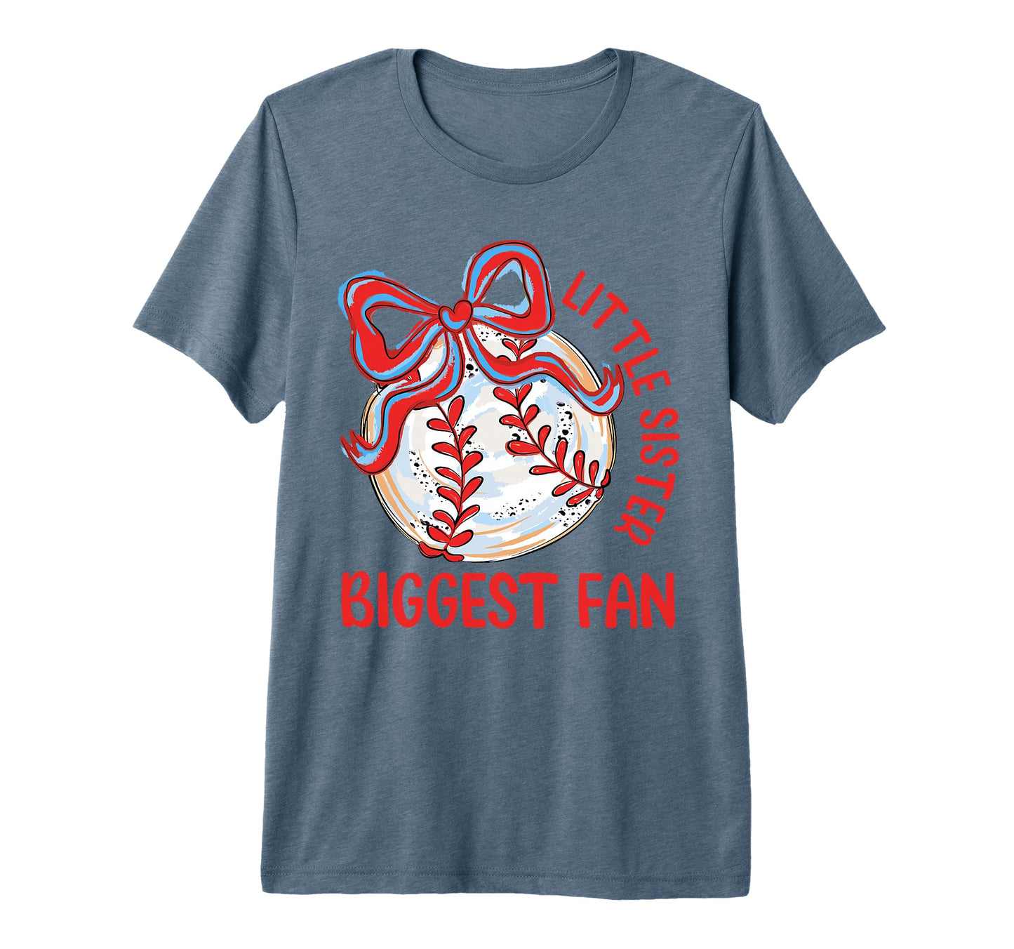 Baseball Little Sister Biggest Fan T-Shirt - Graphic Print Men Women - T-Shirt, Sweatshirt, Hoodie