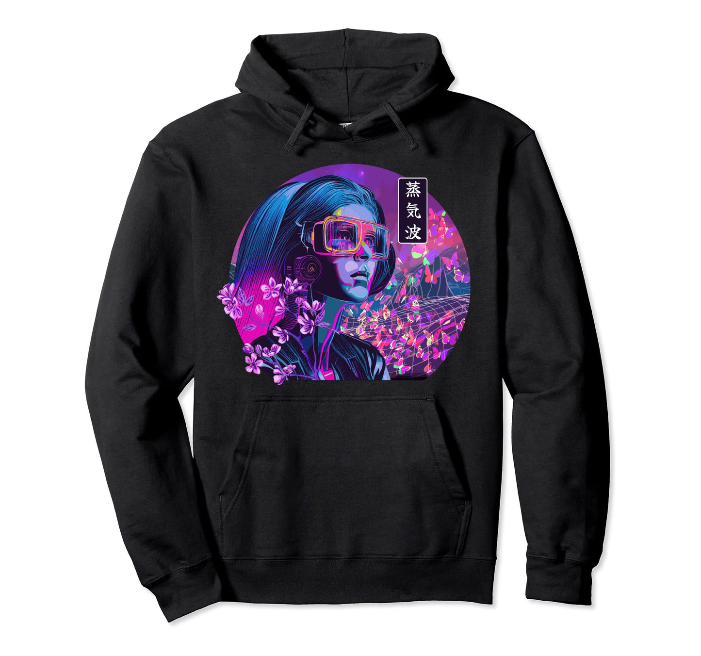 Vaporwave Cherry Blossom Japanese Hoodie - Minimalist Print for Adults - T-Shirt, Sweatshirt, Hoodie