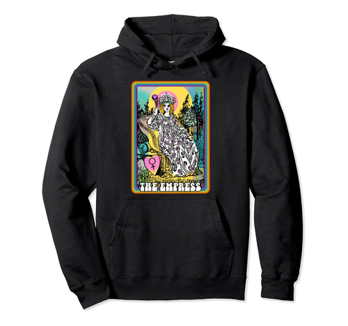 Tarot Card Empress Groovy Rainbow Y2K Hoodie - Unique Graphic Men Women - T-Shirt, Sweatshirt, Hoodie