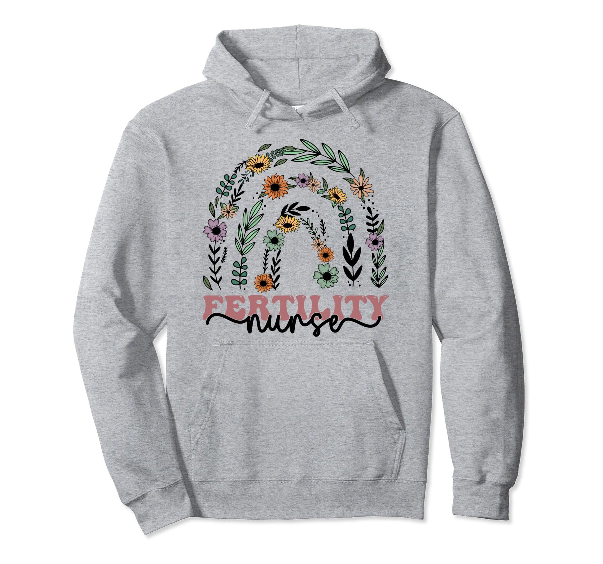 Fertility Ivf Nurse Wildflower Rainbow Hoodie - Unique Graphic for Adults - T-Shirt, Sweatshirt, Hoodie