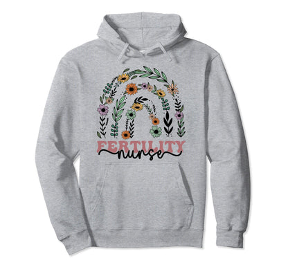 Fertility Ivf Nurse Wildflower Rainbow Hoodie - Unique Graphic for Adults - T-Shirt, Sweatshirt, Hoodie