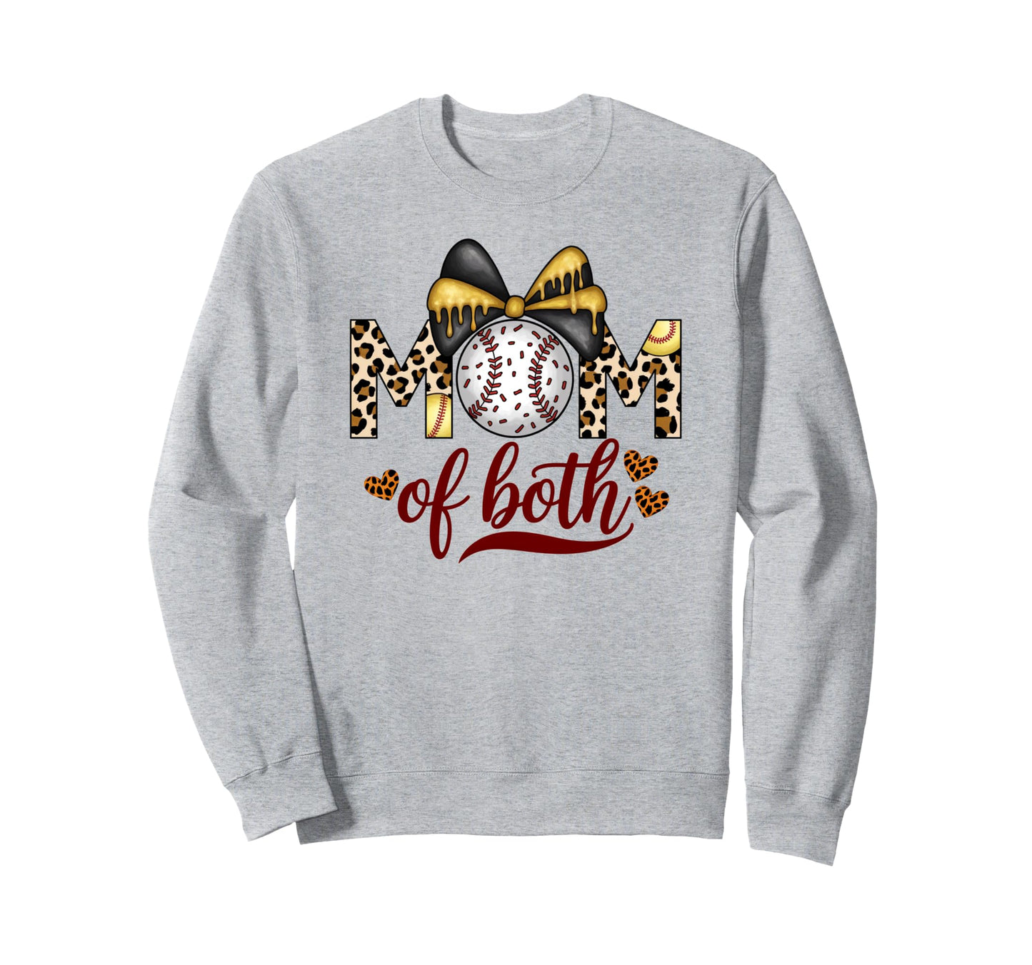 Mom Both Leopard Game Day Baseball Sweatshirt - Trendy Graphic Men Women - T-Shirt, Sweatshirt, Hoodie