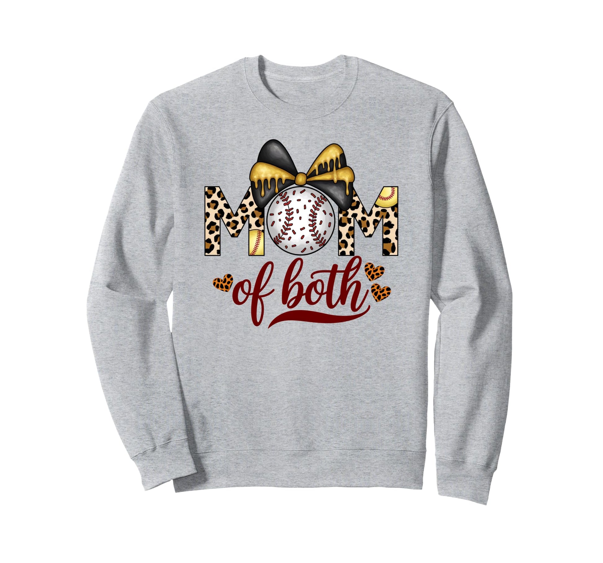Mom Both Leopard Game Day Baseball Sweatshirt - Trendy Graphic Men Women - T-Shirt, Sweatshirt, Hoodie