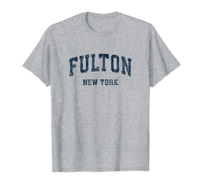 Fulton New York Ny Varsity Sports Navy T-Shirt - Graphic Print Men Women - T-Shirt, Sweatshirt, Hoodie
