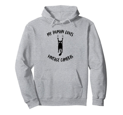 My Human Loves Cameras Cat Parent Hoodie - Casual Everyday Wear for Adults - T-Shirt, Sweatshirt, Hoodie