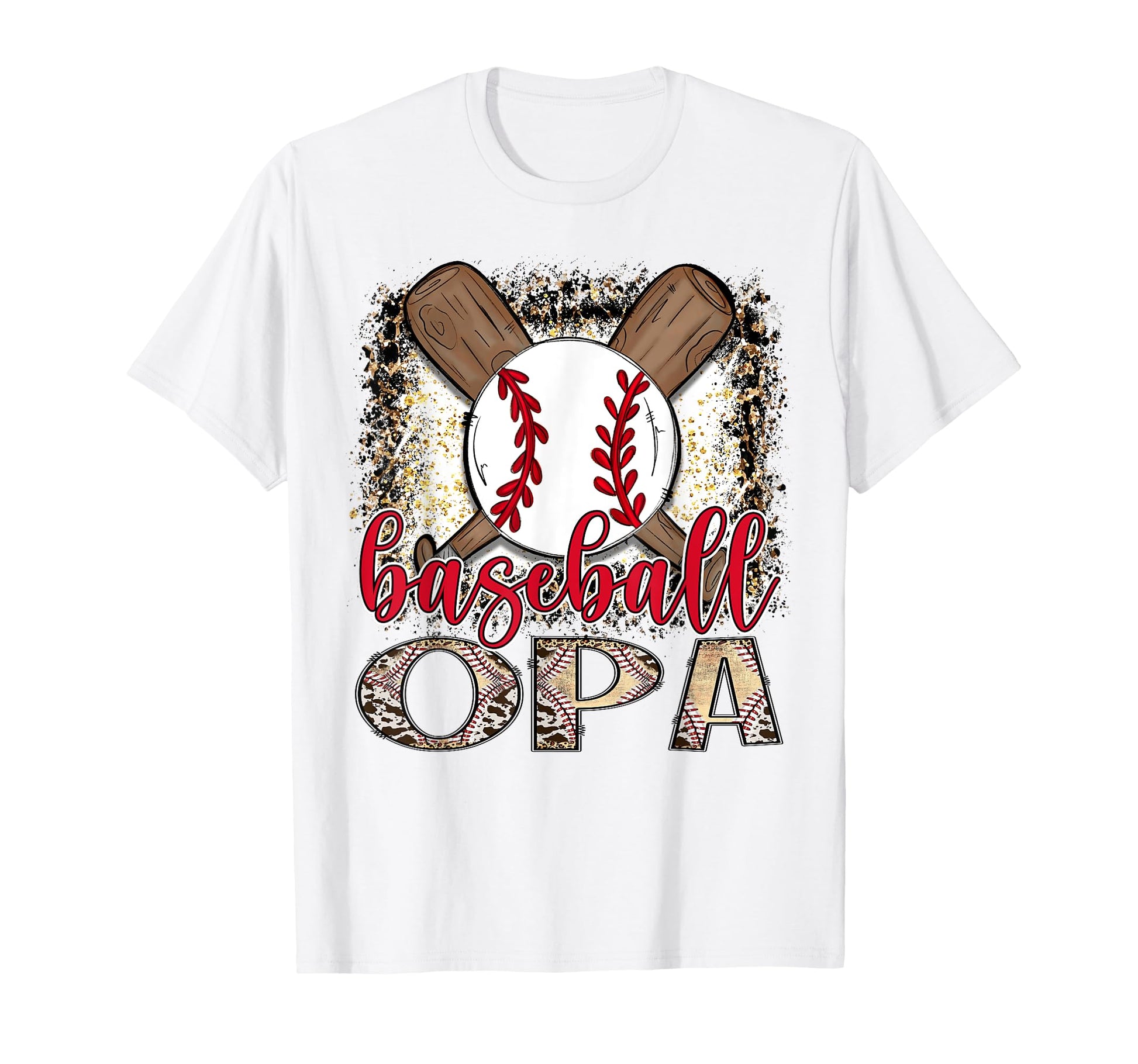 Baseball Opa Leopard Proud Ball Opa Game Day T-Shirt - Graphic Print Unisex - T-Shirt, Sweatshirt, Hoodie