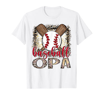 Baseball Opa Leopard Proud Ball Opa Game Day T-Shirt - Graphic Print Unisex - T-Shirt, Sweatshirt, Hoodie