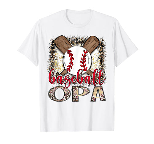 Baseball Opa Leopard Proud Ball Opa Game Day T-Shirt - Graphic Print Unisex - T-Shirt, Sweatshirt, Hoodie