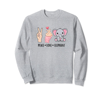 Elephant Peace Love And Sweatshirt - Novelty Apparel Men Women - T-Shirt, Sweatshirt, Hoodie
