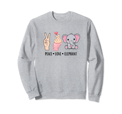 Elephant Peace Love And Sweatshirt - Trendy Graphic for Adults - T-Shirt, Sweatshirt, Hoodie