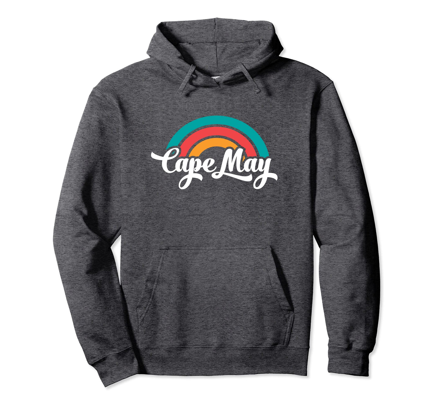 Cape May Nj Script Rainbow Hoodie - Unique Graphic for Adults - T-Shirt, Sweatshirt, Hoodie