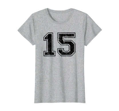 Number 15 Varsity Distressed Sport T-Shirt - Custom Art Print Men Women - T-Shirt, Sweatshirt, Hoodie