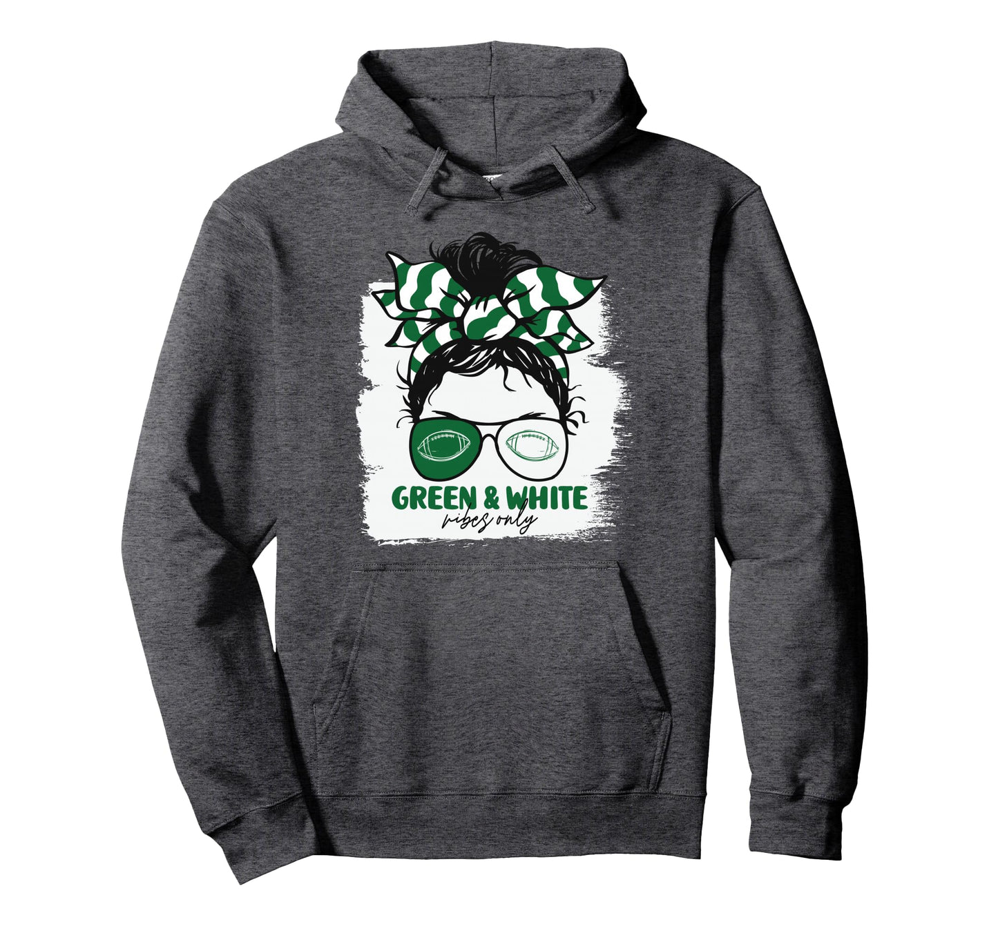Green And White Vibes Only Football Mom Hoodie - Minimalist Print Unisex - T-Shirt, Sweatshirt, Hoodie