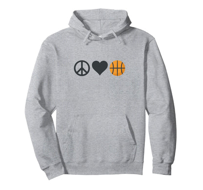 Peace Love Basketball Hoodie - Trendy Graphic Unisex - T-Shirt, Sweatshirt, Hoodie