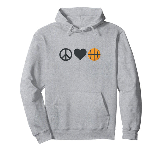 Peace Love Basketball Hoodie - Trendy Graphic Unisex - T-Shirt, Sweatshirt, Hoodie