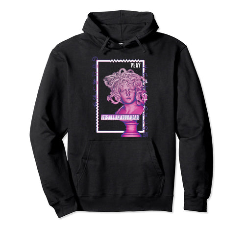 Medusa Ancient Greek Statue Glitch Hoodie - Unique Graphic Men Women - T-Shirt, Sweatshirt, Hoodie