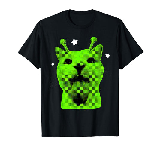 Y2K Alien Cat Meme Ufo Cats Lover 90S T-Shirt - Unique Graphic Men Women - T-Shirt, Sweatshirt, Hoodie
