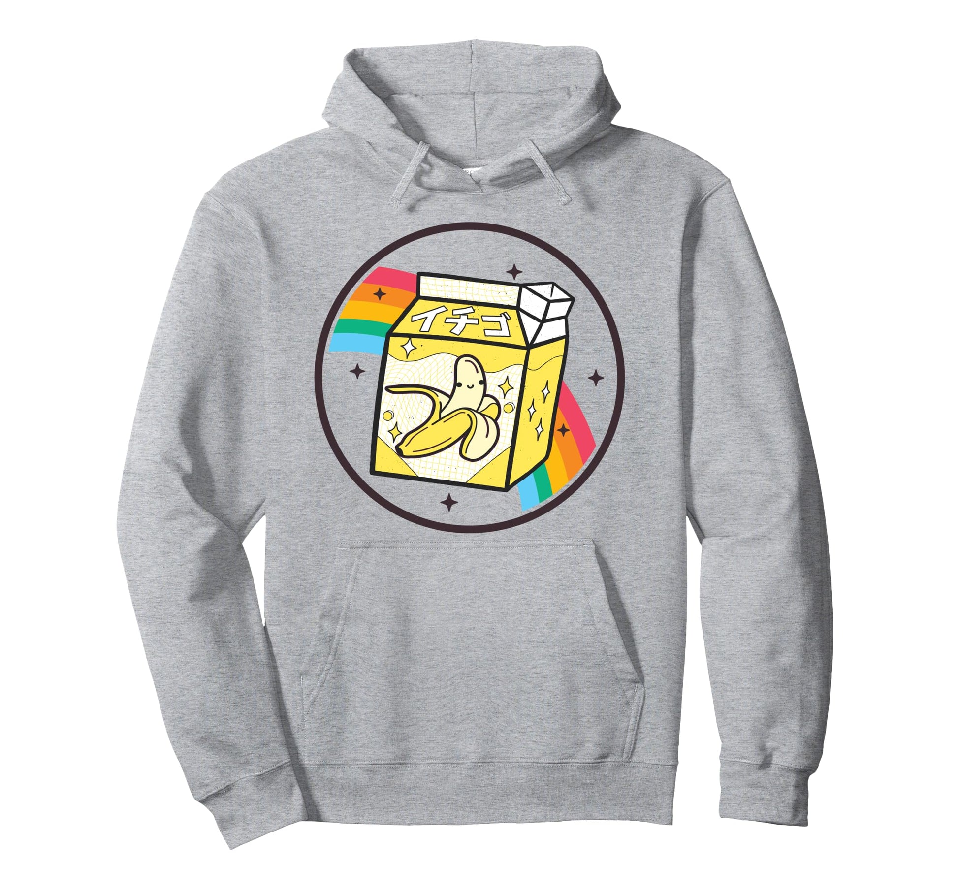 Banana Milk Carton Kawaii Rainbow Anime Hoodie - Graphic Print for Adults - T-Shirt, Sweatshirt, Hoodie
