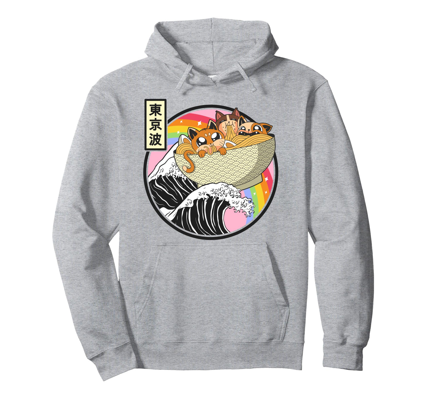 Cats Eating Ramen Kanagawa Wave Anime Hoodie - Aesthetic Graphic Men Women - T-Shirt, Sweatshirt, Hoodie