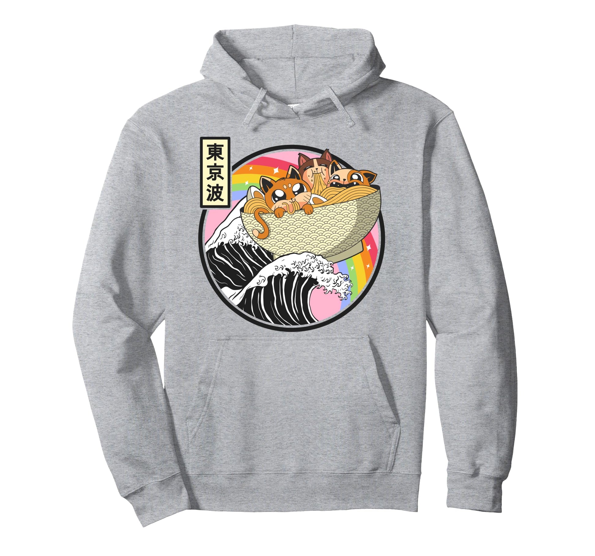 Cats Eating Ramen Kanagawa Wave Anime Hoodie - Aesthetic Graphic Men Women - T-Shirt, Sweatshirt, Hoodie