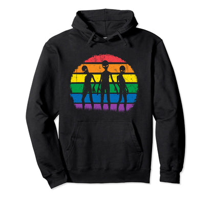 Rainbow Aliens Trio Hoodie - Casual Everyday Wear Men Women - T-Shirt, Sweatshirt, Hoodie