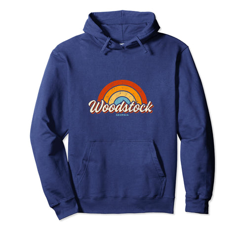 Woodstock Georgia Ga Rainbow 70S Hoodie - Unique Graphic Unisex - T-Shirt, Sweatshirt, Hoodie