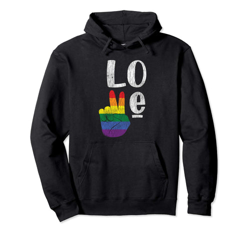 Love Win Rainbow Peace Sign Pride Hoodie - Custom Art Print for Adults - T-Shirt, Sweatshirt, Hoodie