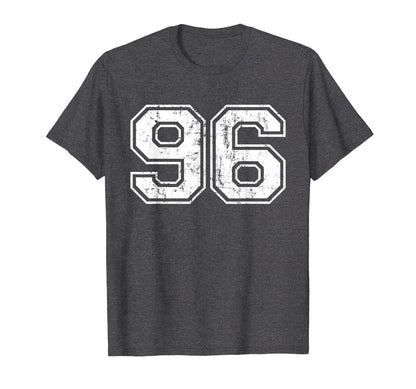 Number 96 Varsity Distressed Sports Team T-Shirt - Streetwear Style Unisex - T-Shirt, Sweatshirt, Hoodie