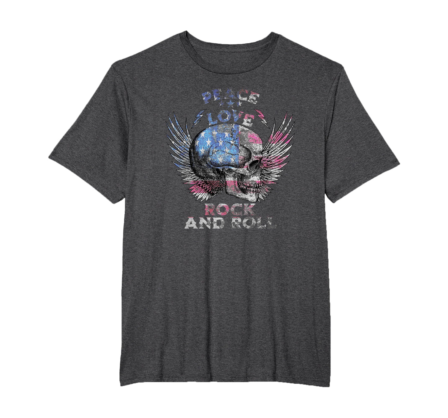 Peace Love Rock And Roll Distressed T-Shirt - Fun Novelty Design Unisex - T-Shirt, Sweatshirt, Hoodie
