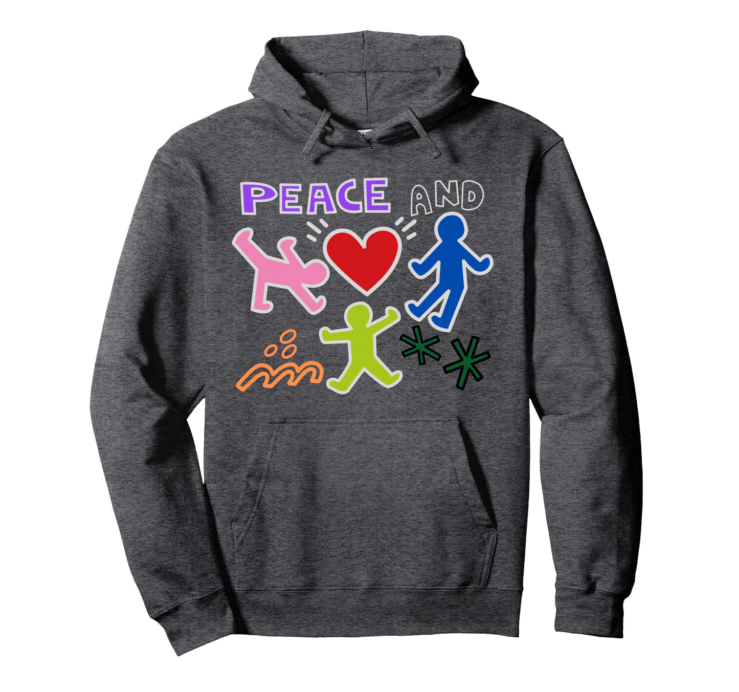 Keith Graffiti Peace And Love Art Bold Hoodie - Graphic Print Unisex - T-Shirt, Sweatshirt, Hoodie