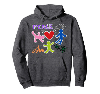 Keith Graffiti Peace And Love Art Bold Hoodie - Graphic Print Unisex - T-Shirt, Sweatshirt, Hoodie