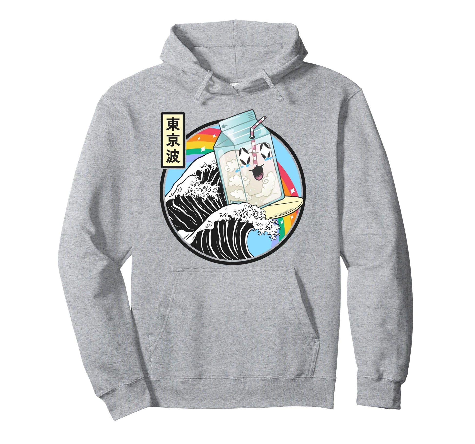 Surfing Milk Carton Kanagawa Wave Hoodie - Fun Novelty Design for Adults - T-Shirt, Sweatshirt, Hoodie