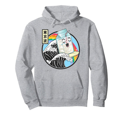 Surfing Milk Carton Kanagawa Wave Hoodie - Fun Novelty Design for Adults - T-Shirt, Sweatshirt, Hoodie