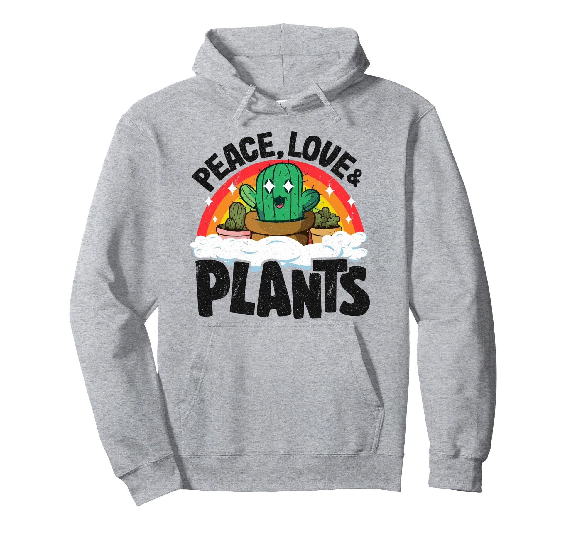 Peace Love Plants Rainbow Landscaper Cactus Hoodie - Unique Graphic Unisex - T-Shirt, Sweatshirt, Hoodie
