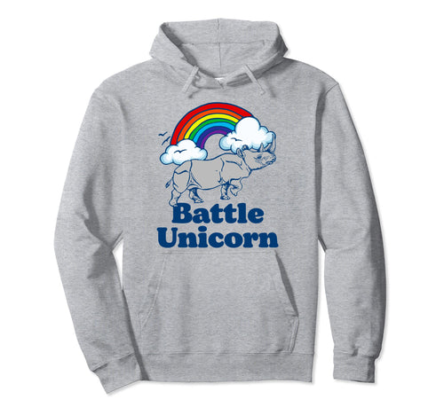 Battle Unicorn Funny 80S Rainbow Rhino Hoodie - Streetwear Style Men Women - T-Shirt, Sweatshirt, Hoodie