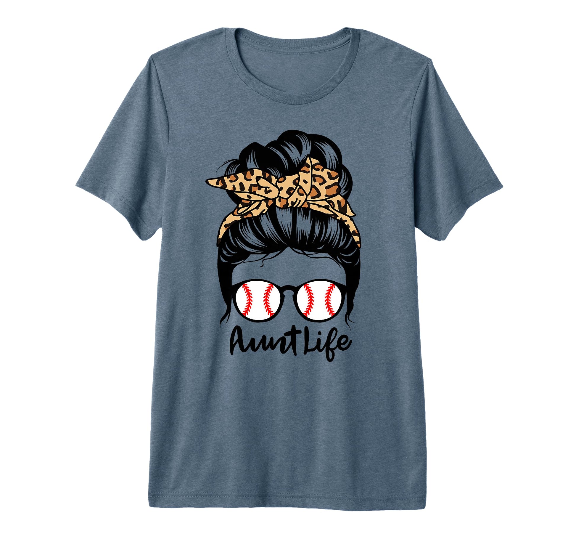 Aunt Life Messy Bun Hair Funny Baseball T-Shirt - Custom Art Print Unisex - T-Shirt, Sweatshirt, Hoodie