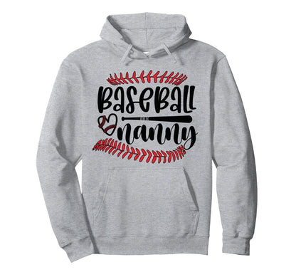 Baseball Nanny Grandma Nanny Baseball Hoodie - Aesthetic Graphic Unisex - T-Shirt, Sweatshirt, Hoodie