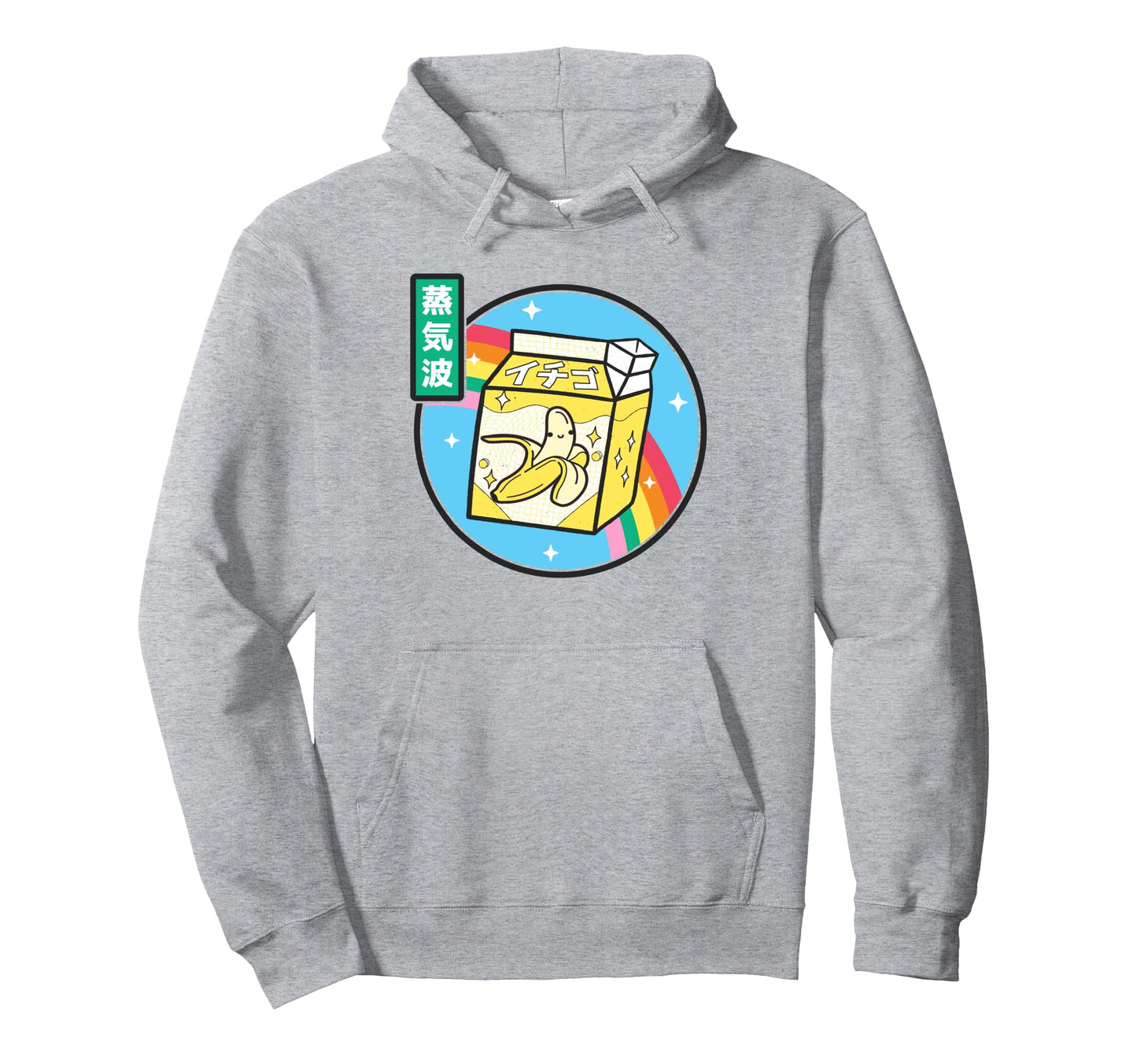 Banana Milk Carton Rainbow Japan Otaku Hoodie - Aesthetic Graphic Unisex - T-Shirt, Sweatshirt, Hoodie