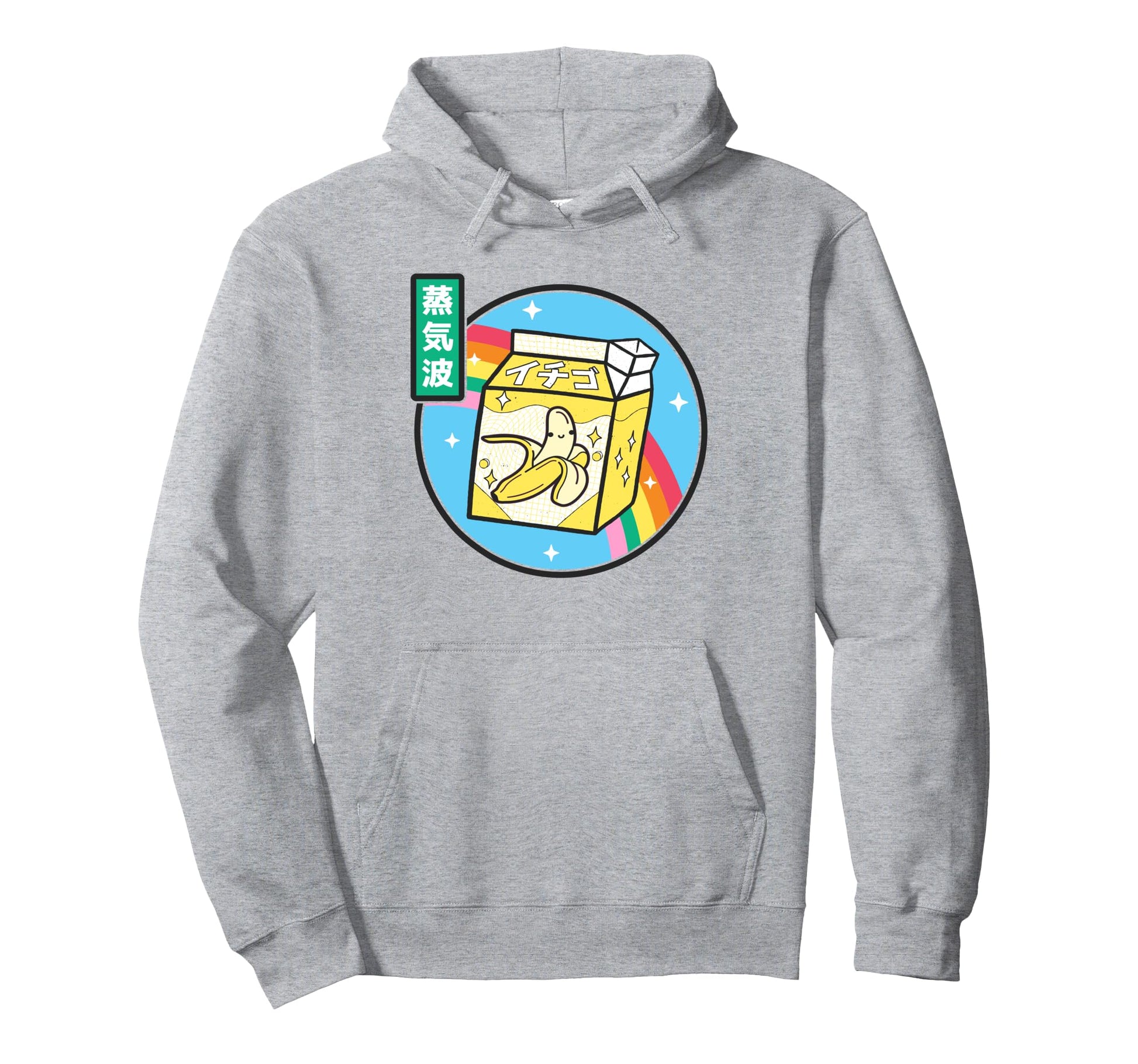 Banana Milk Carton Rainbow Japan Otaku Hoodie - Aesthetic Graphic Unisex - T-Shirt, Sweatshirt, Hoodie