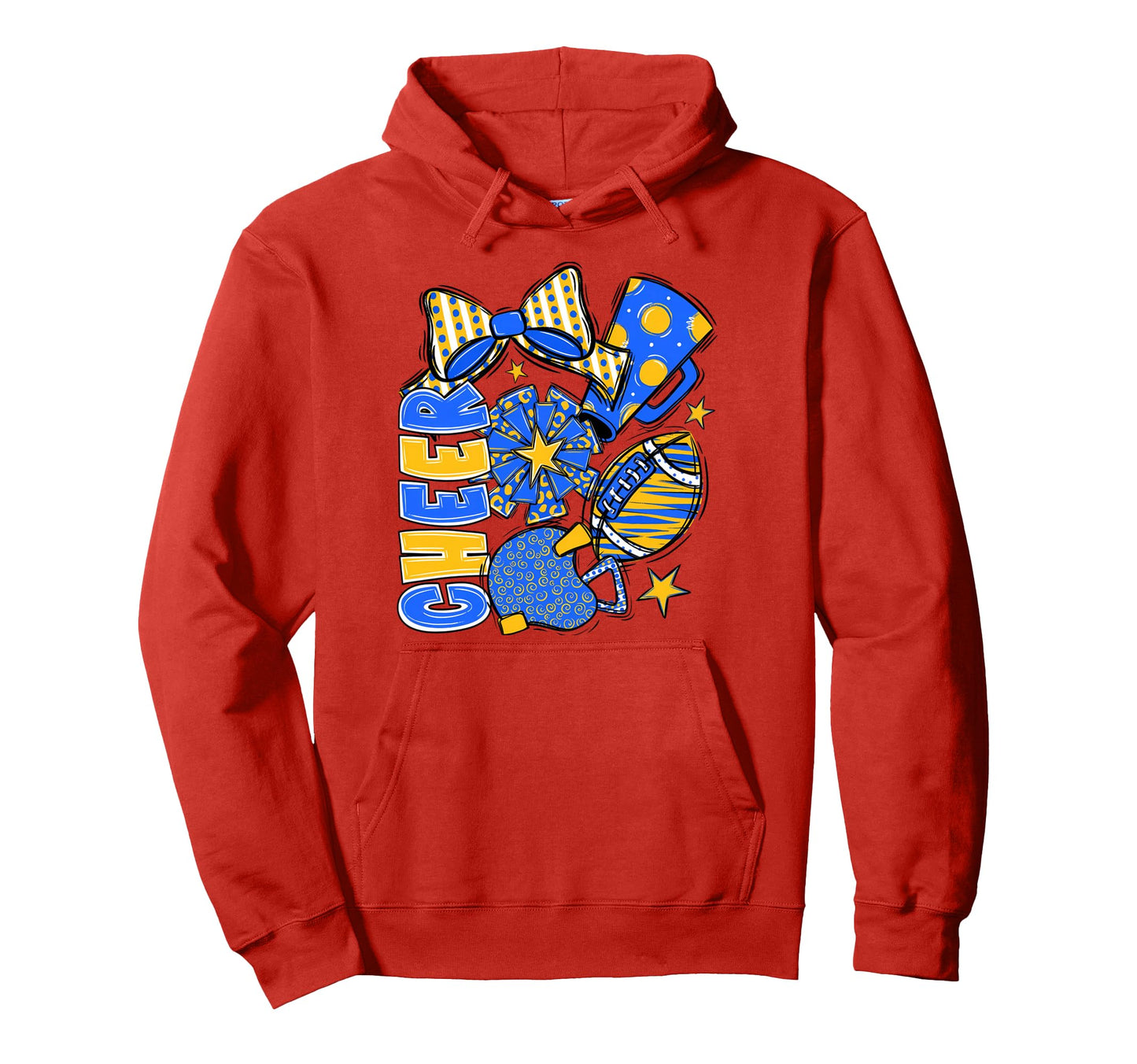 Cheer Mom Blue Cheerleader Game Day Cheer Hoodie - Custom Art Print Unisex - T-Shirt, Sweatshirt, Hoodie