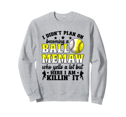 Baseball Softball Memaw Grandma Sweatshirt - Unique Graphic Unisex - T-Shirt, Sweatshirt, Hoodie