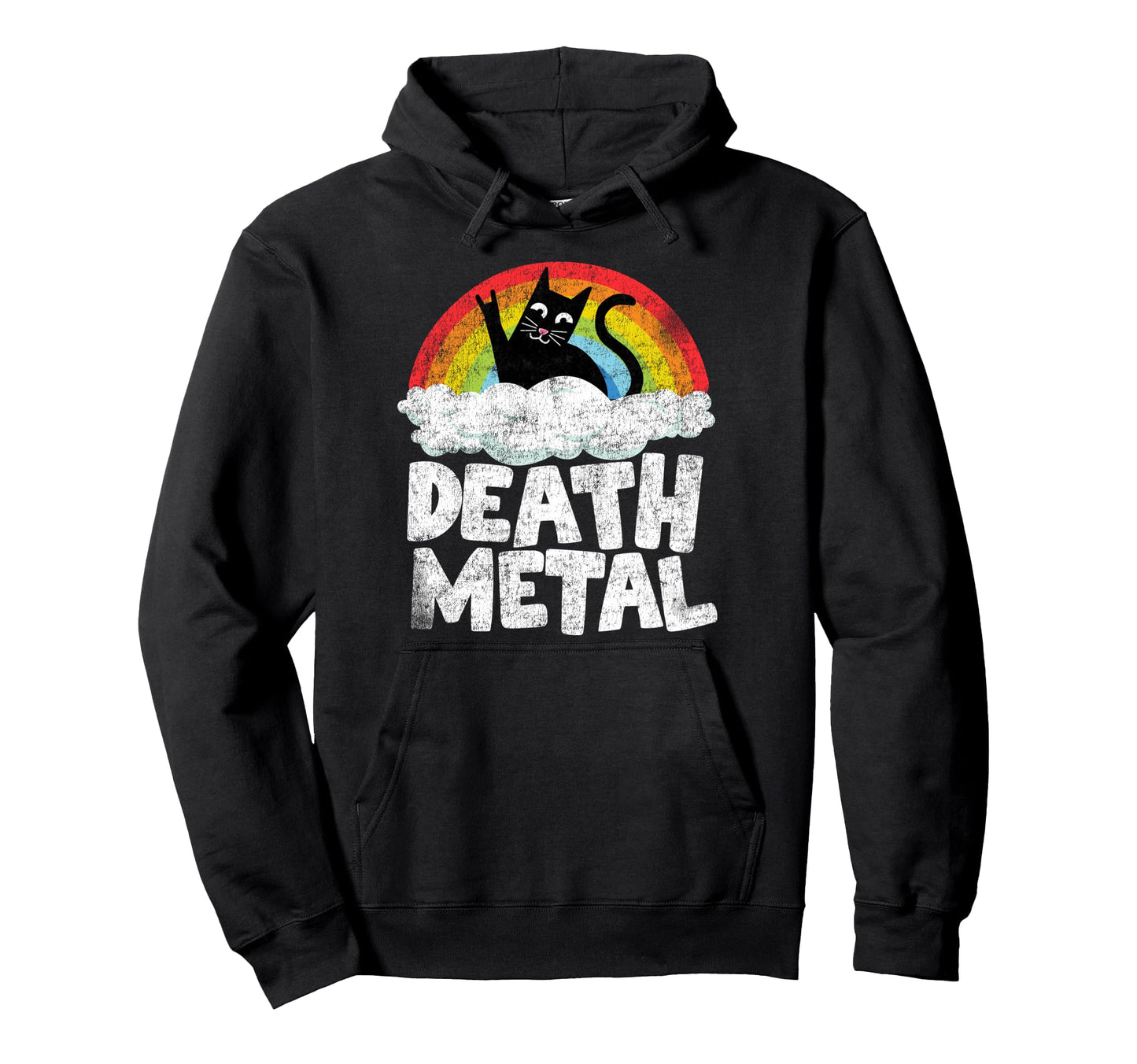 Death Metal Cat Rainbow Metal Fan Hoodie - Aesthetic Graphic for Adults - T-Shirt, Sweatshirt, Hoodie