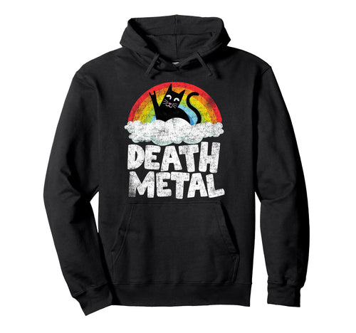 Death Metal Cat Rainbow Metal Fan Hoodie - Aesthetic Graphic for Adults - T-Shirt, Sweatshirt, Hoodie