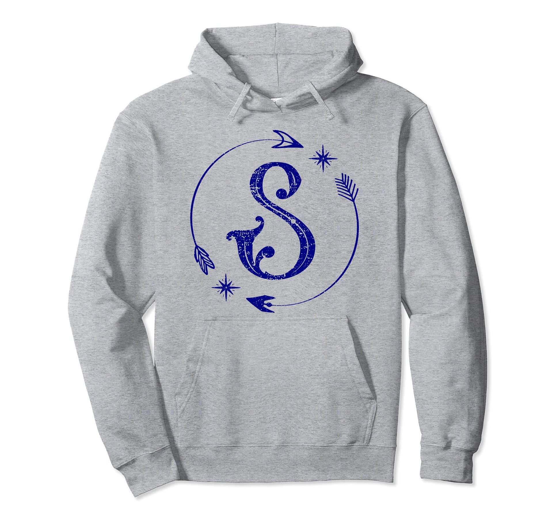 Initial S Monogram Boho Name Letter S Hoodie - Minimalist Print Men Women - T-Shirt, Sweatshirt, Hoodie