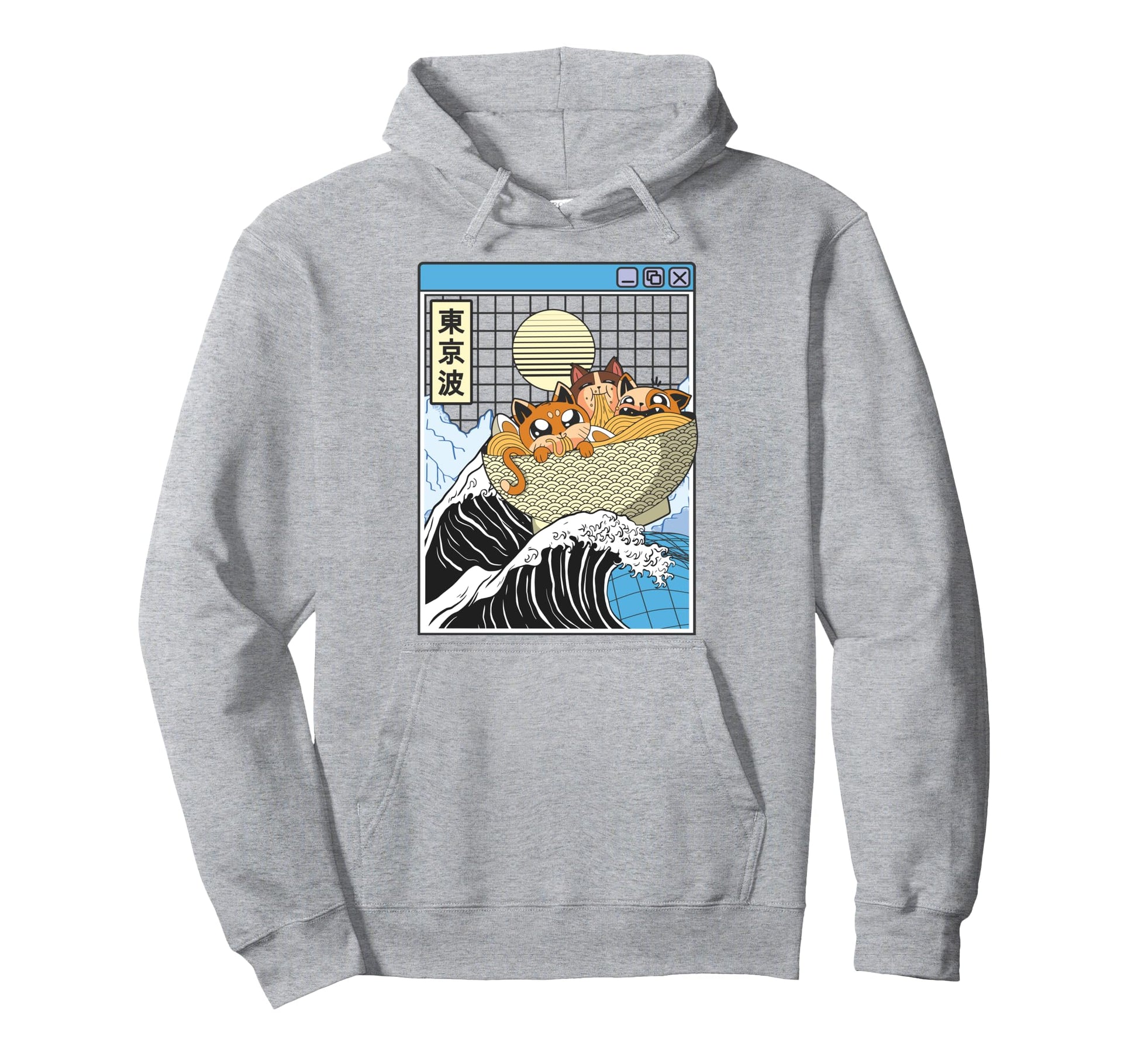 Cats Eating Ramen Kanagawa Wave Kawaii Hoodie - Streetwear Style Unisex - T-Shirt, Sweatshirt, Hoodie
