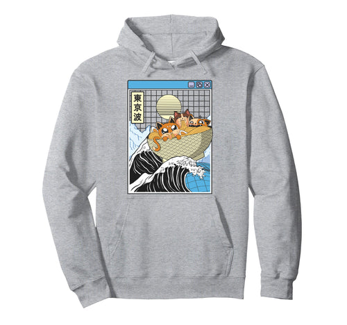 Cats Eating Ramen Kanagawa Wave Kawaii Hoodie - Streetwear Style Unisex - T-Shirt, Sweatshirt, Hoodie