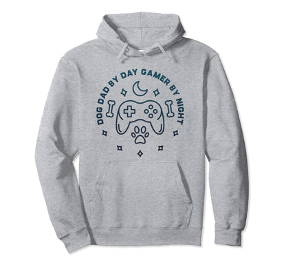 Dog Dad Day Gamer Night Video Games Player Hoodie - Trendy Graphic Unisex - T-Shirt, Sweatshirt, Hoodie