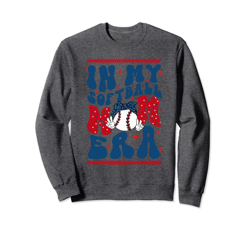 Groovy My Softball Mom Era Mom Life Sweatshirt - Graphic Print for Adults - T-Shirt, Sweatshirt, Hoodie